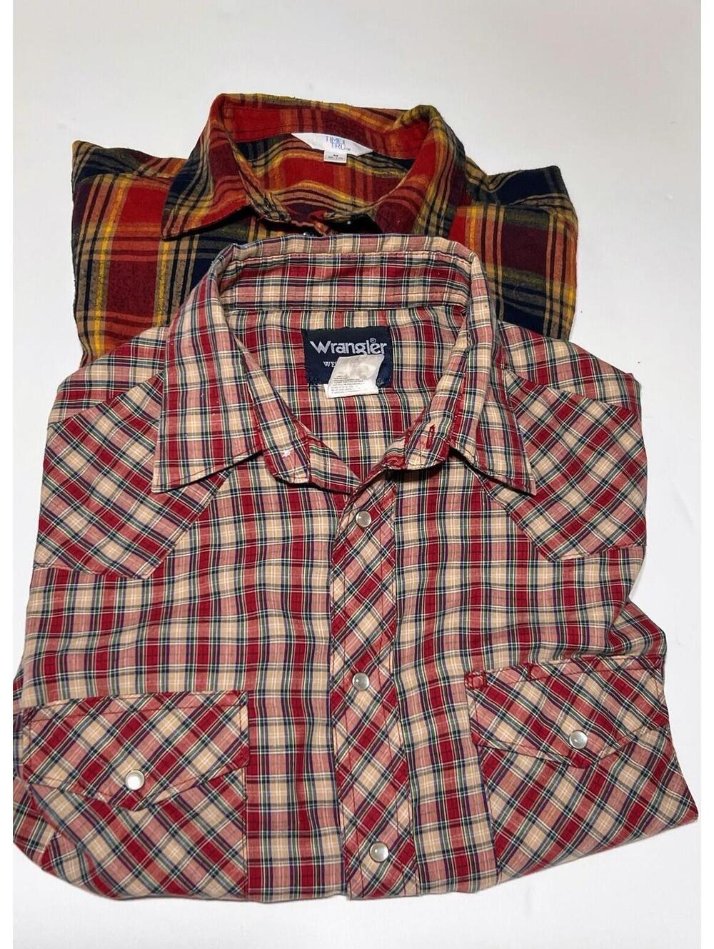 Women’s Medium Western Style Shirt Lot (2) Button Up Plaid